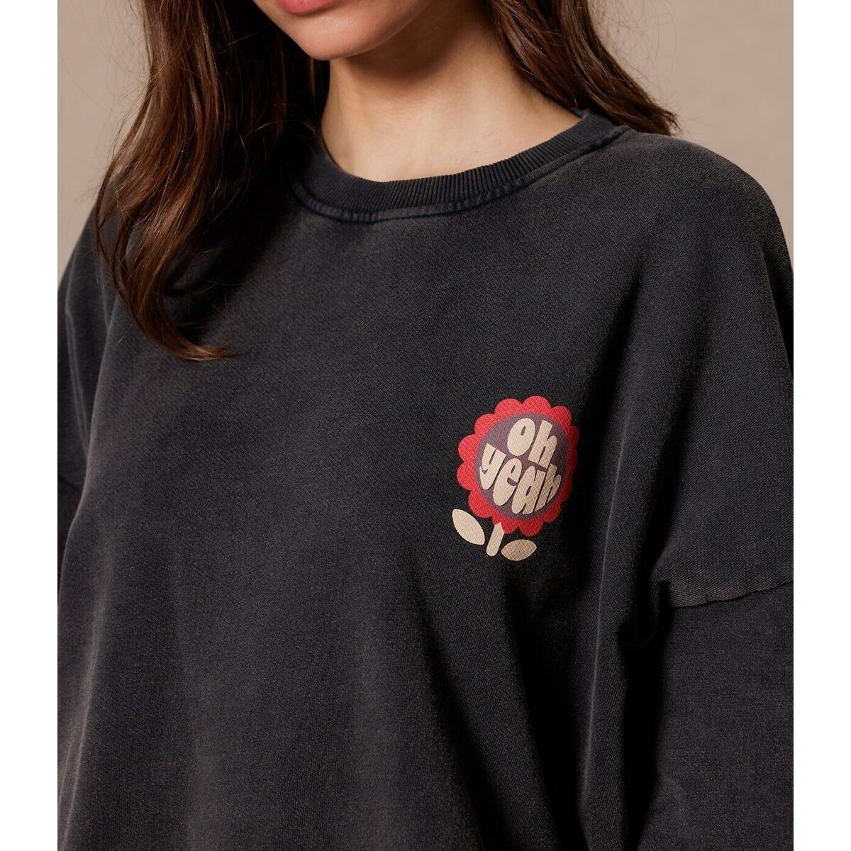 Sweat larga de gola redonda, RIYA cinzento escuro, APACHES COLLECTIONS