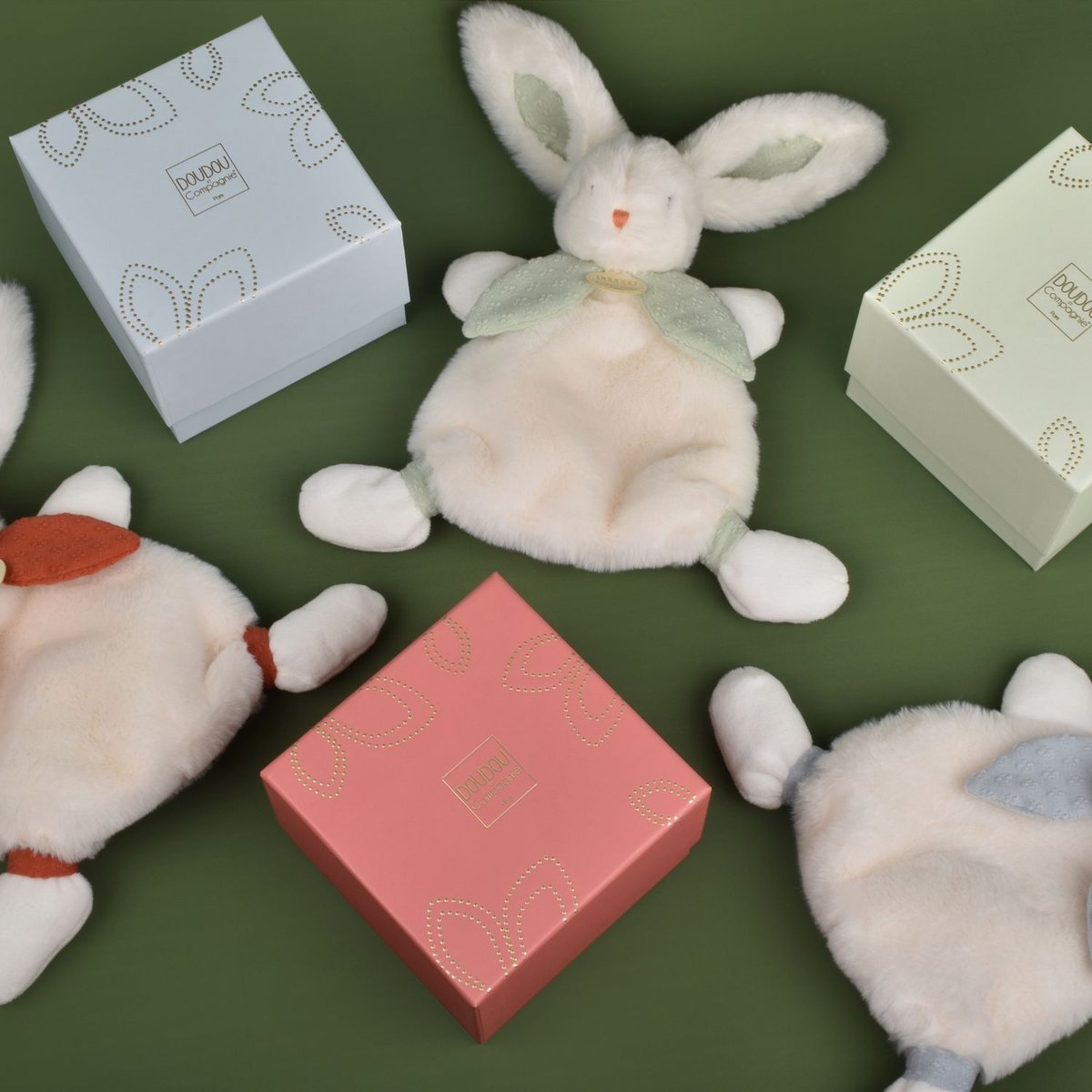 Doudou Lapin blanc, bleu, DOUDOU ET COMPAGNIE