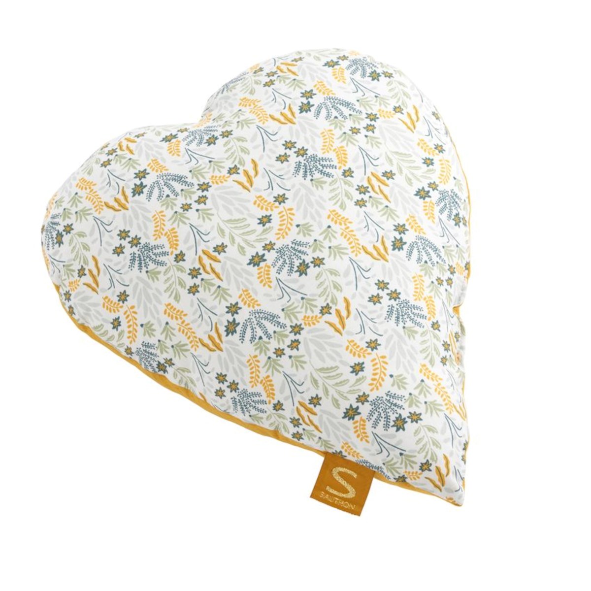 Coussin déco en coton jaune, SAUTHON