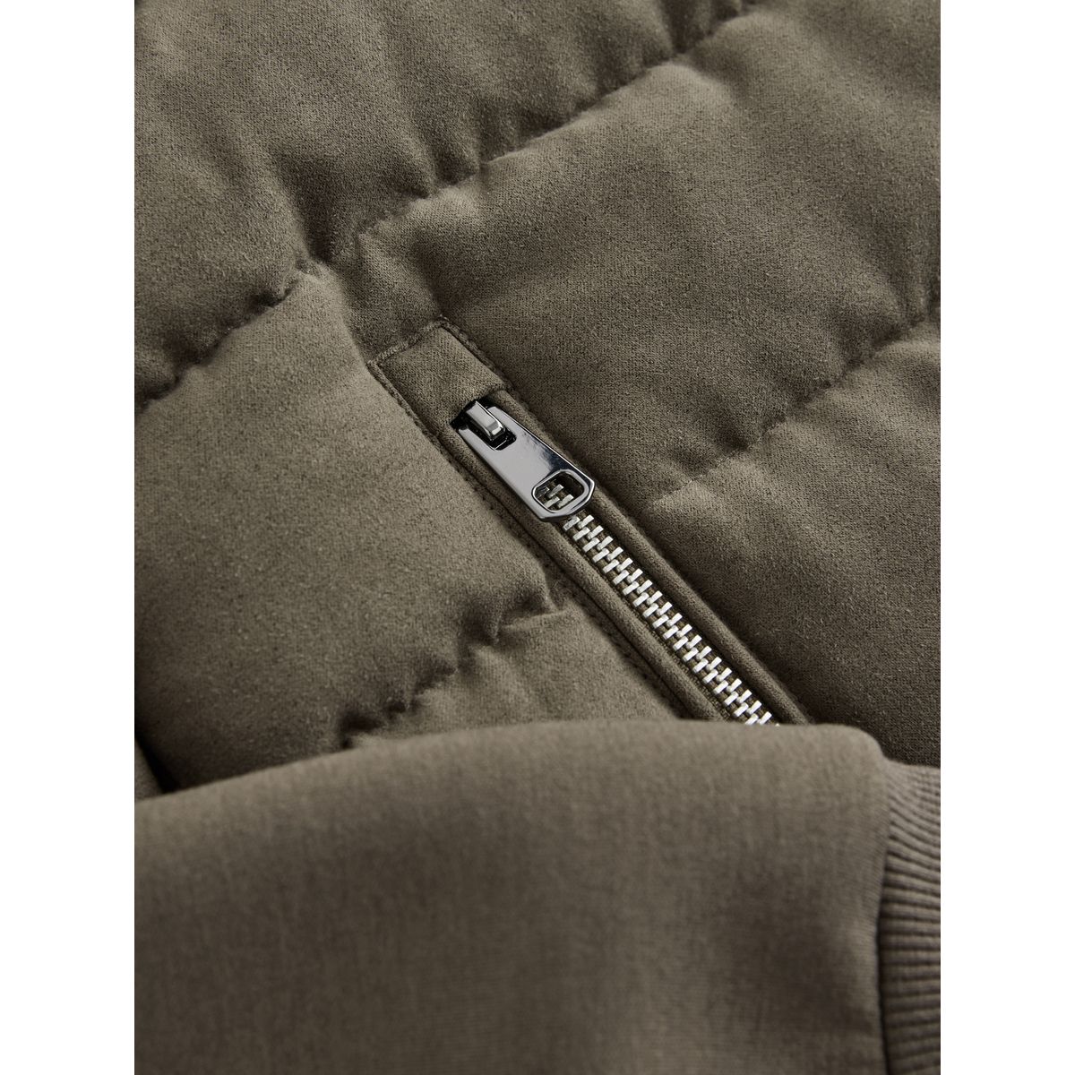 Veste à capuche matelassée hybride daim synthétique neutre, NEXT