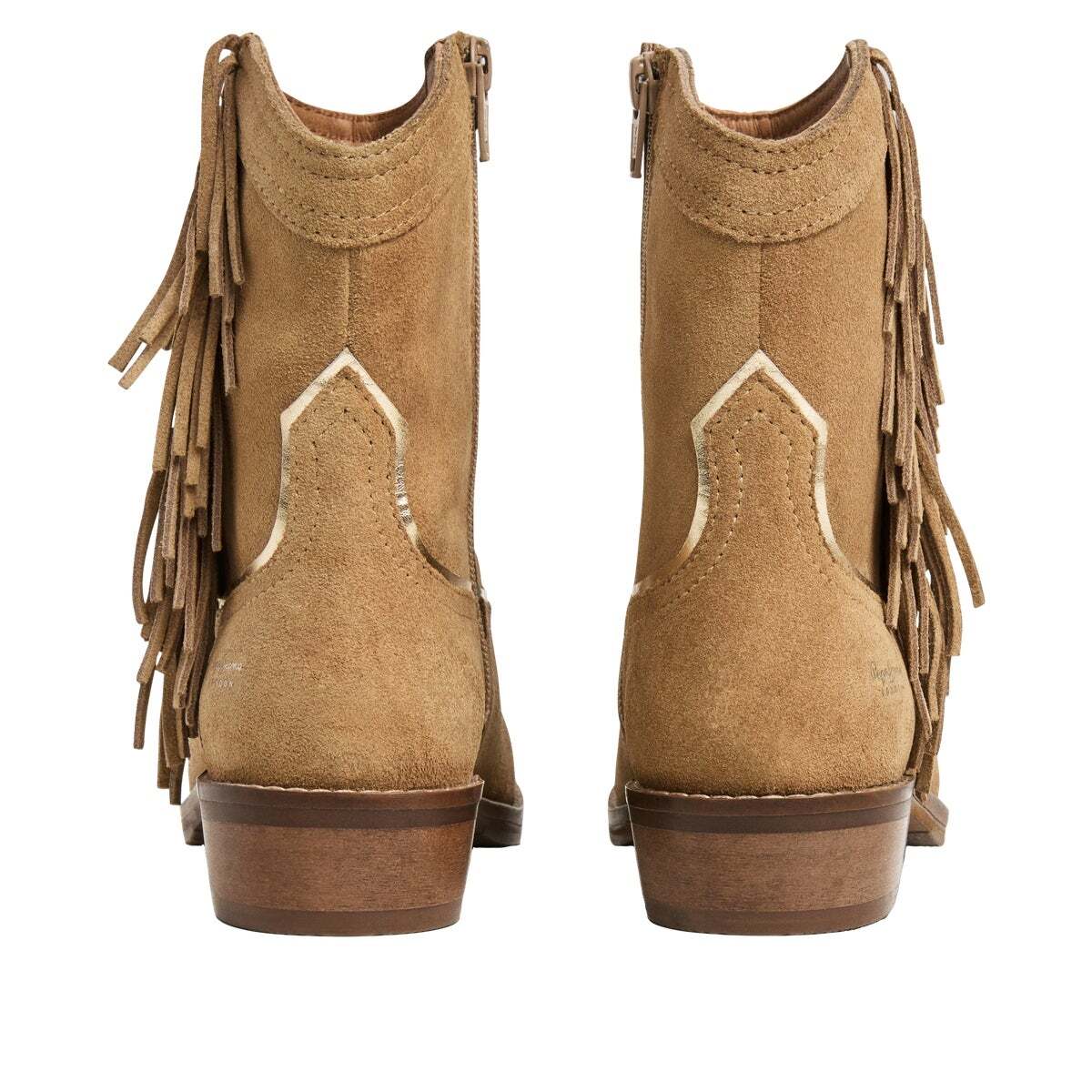 Bottes Cowboy En Daim brun cognac, PEPE JEANS