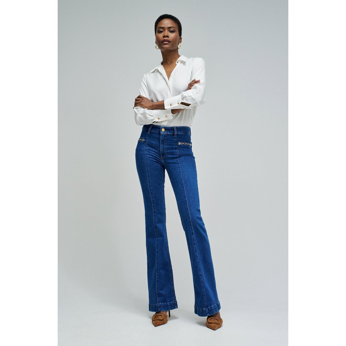 JEAN DESTINY PUSH UP FLARE bleu foncé, SALSA JEANS