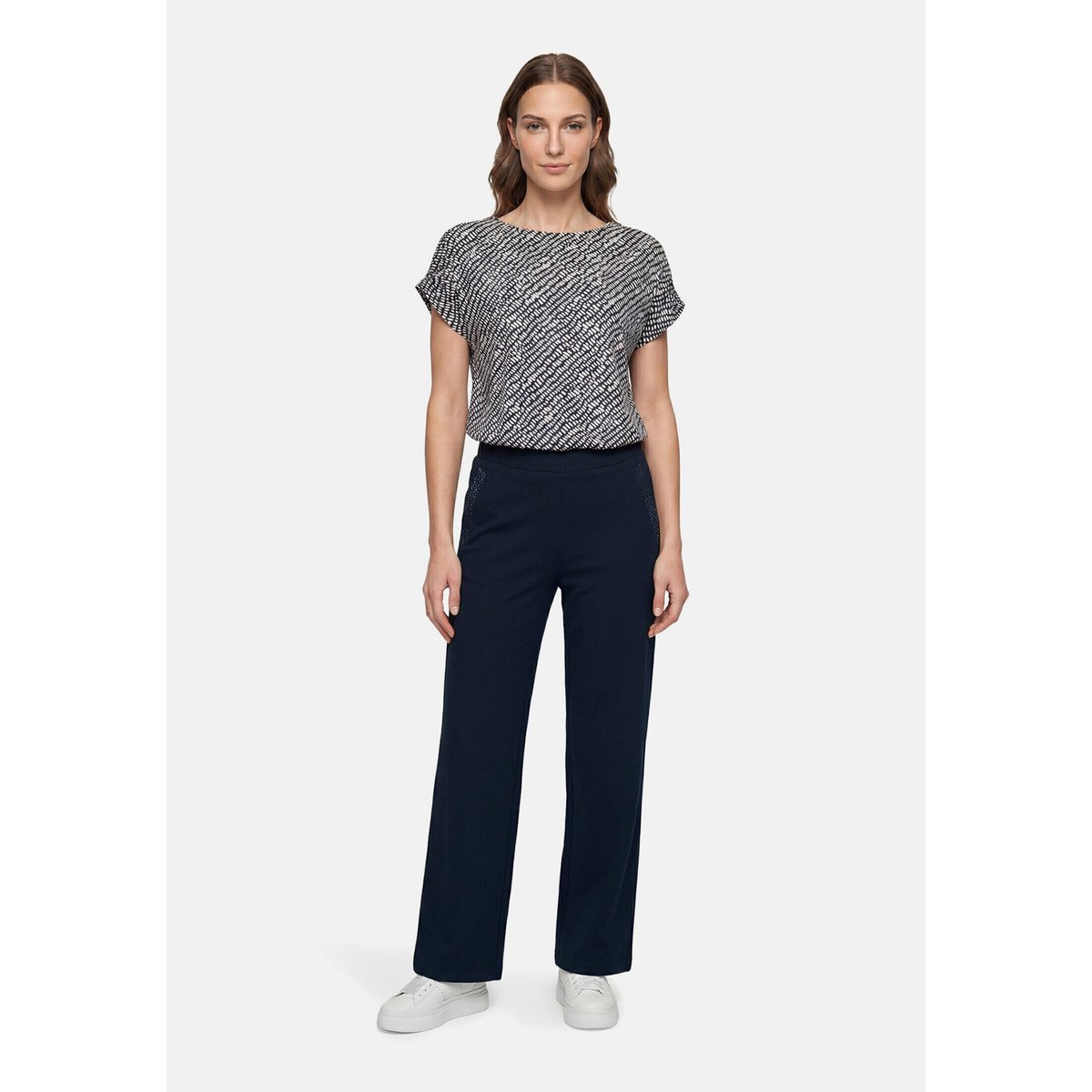 Haut imprimé à élastique dark blue/beige, BETTY BARCLAY