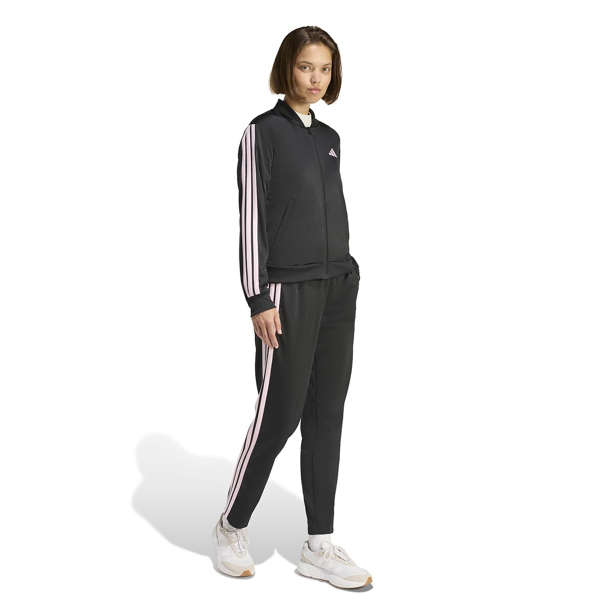 Trainingsanzug Essentials 3 Stripes schwarz, ADIDAS SPORTSWEAR