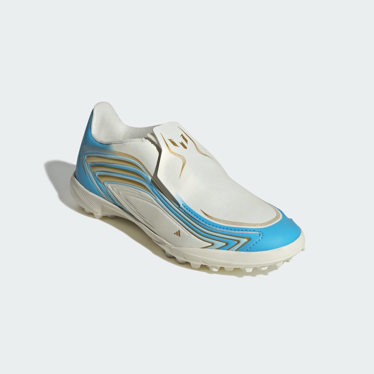 Chaussure De Football Sans Lacets F50 Messi League Terrain Turf Enfants Chaussure De Football Sans Lacets F50 Messi League Terrain Turf Enfants ivory / semi blue burst / icey blue, adidas Performance