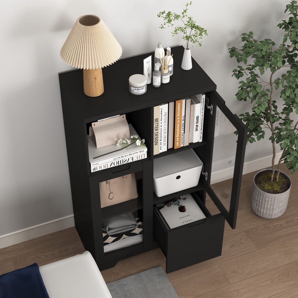 Armoire de rangement, BROOKLYN noir, MEUBLES COSY