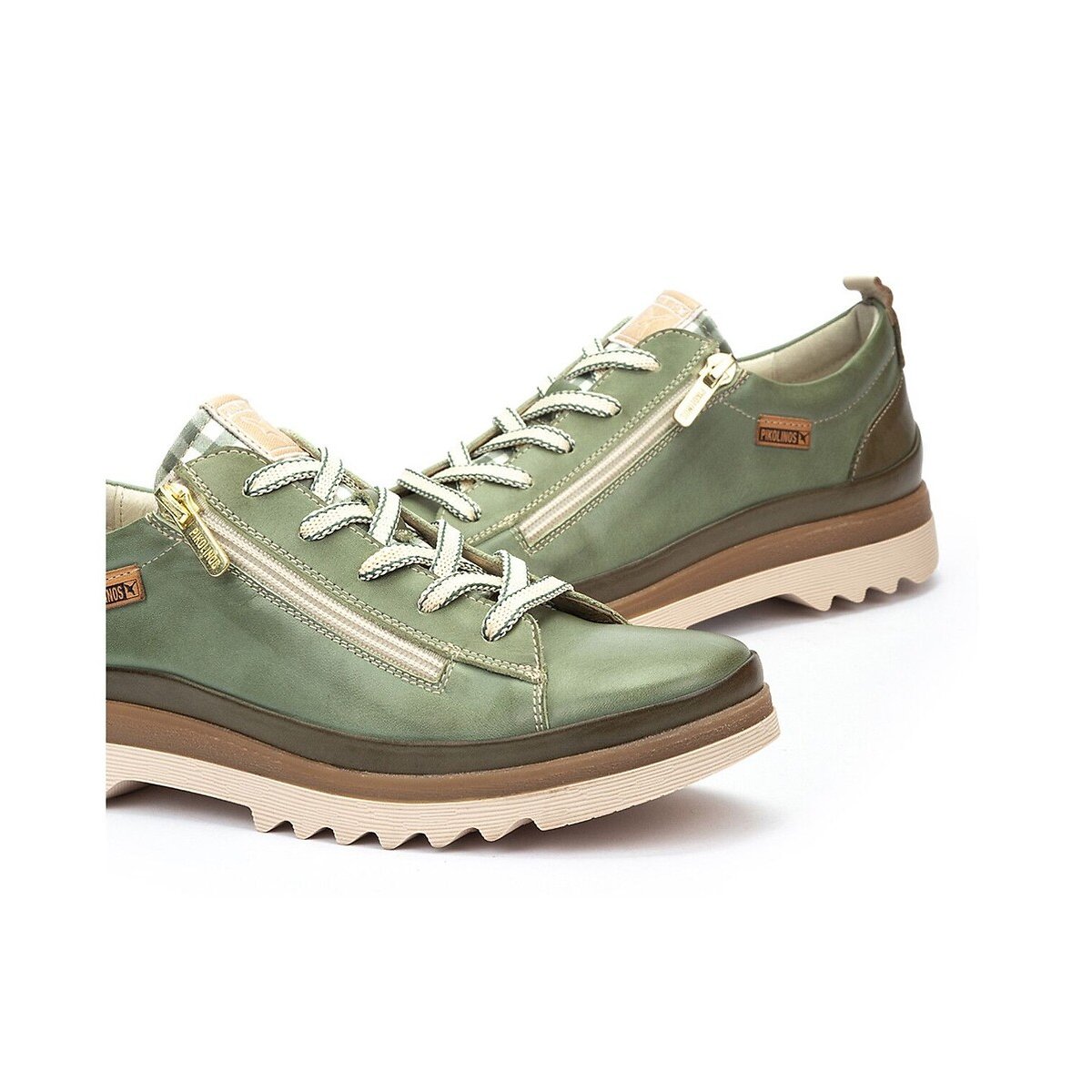 Leren sneakers met rits, VIGO groen , PIKOLINOS