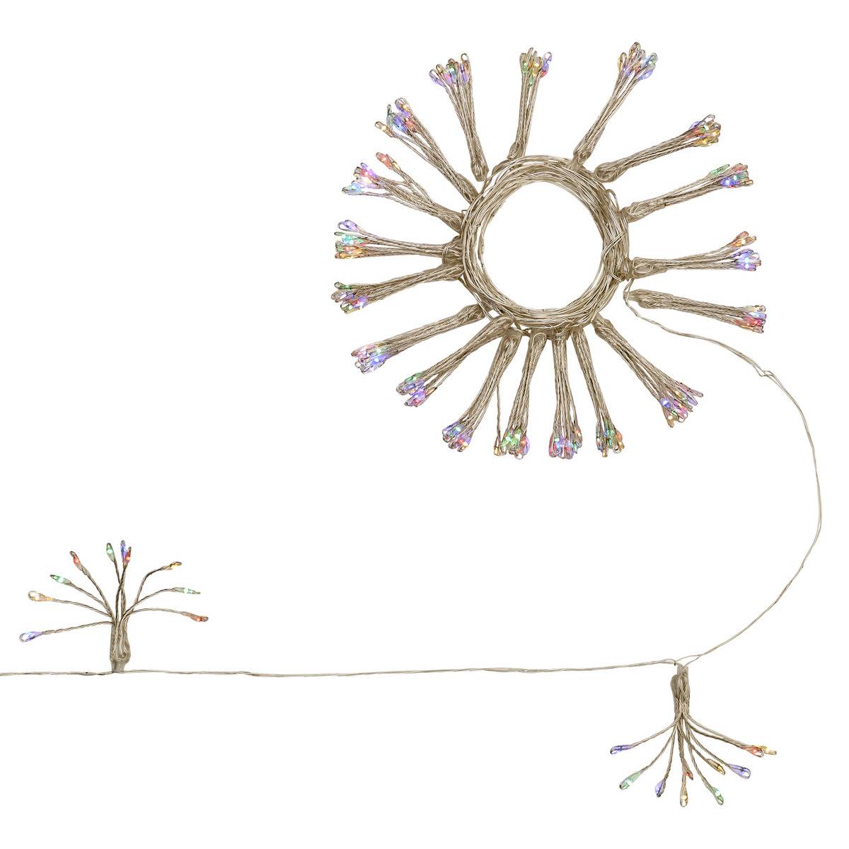 Guirlande lumineuse à pompons d'extérieur 10 m 500 LED blanc froid fil cuivre 13 fonctions avec minuteur et transformateur multicolore, FEERIC LIGHTS & CHRISTMAS