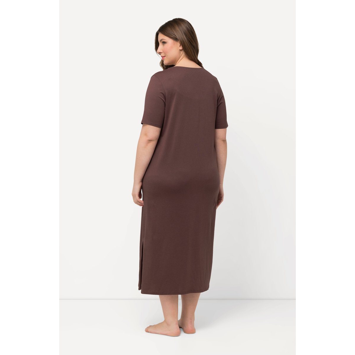 Chemise de nuit V, broderie, modal terre, ULLA POPKEN