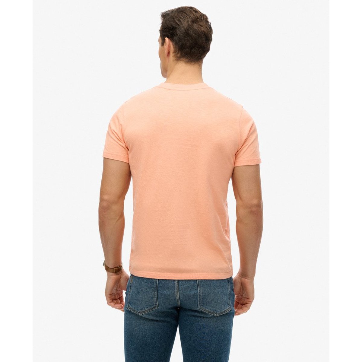 T-shirt décontracté à rayures et logo Terrain rose punch papaye flammé, SUPERDRY