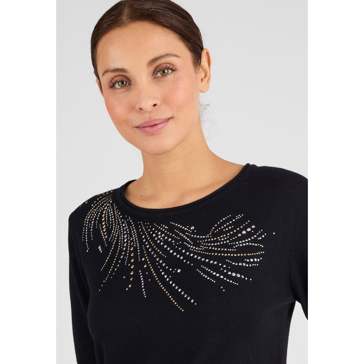 Pull maille fine à clous noir, DAMART