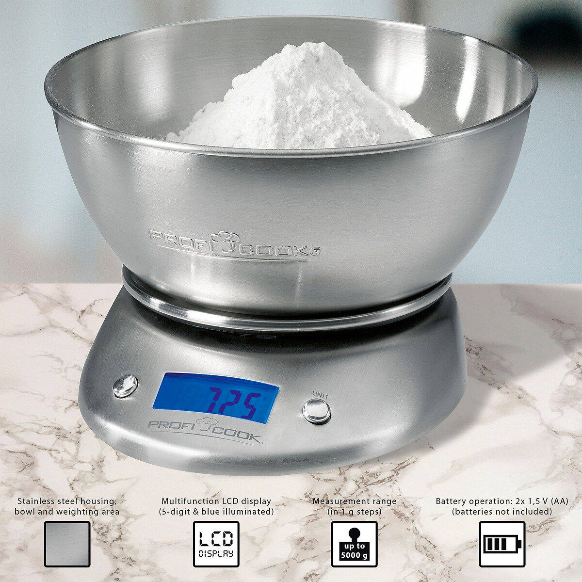 Balança de cozinha, da Proficook inox, PROFICOOK