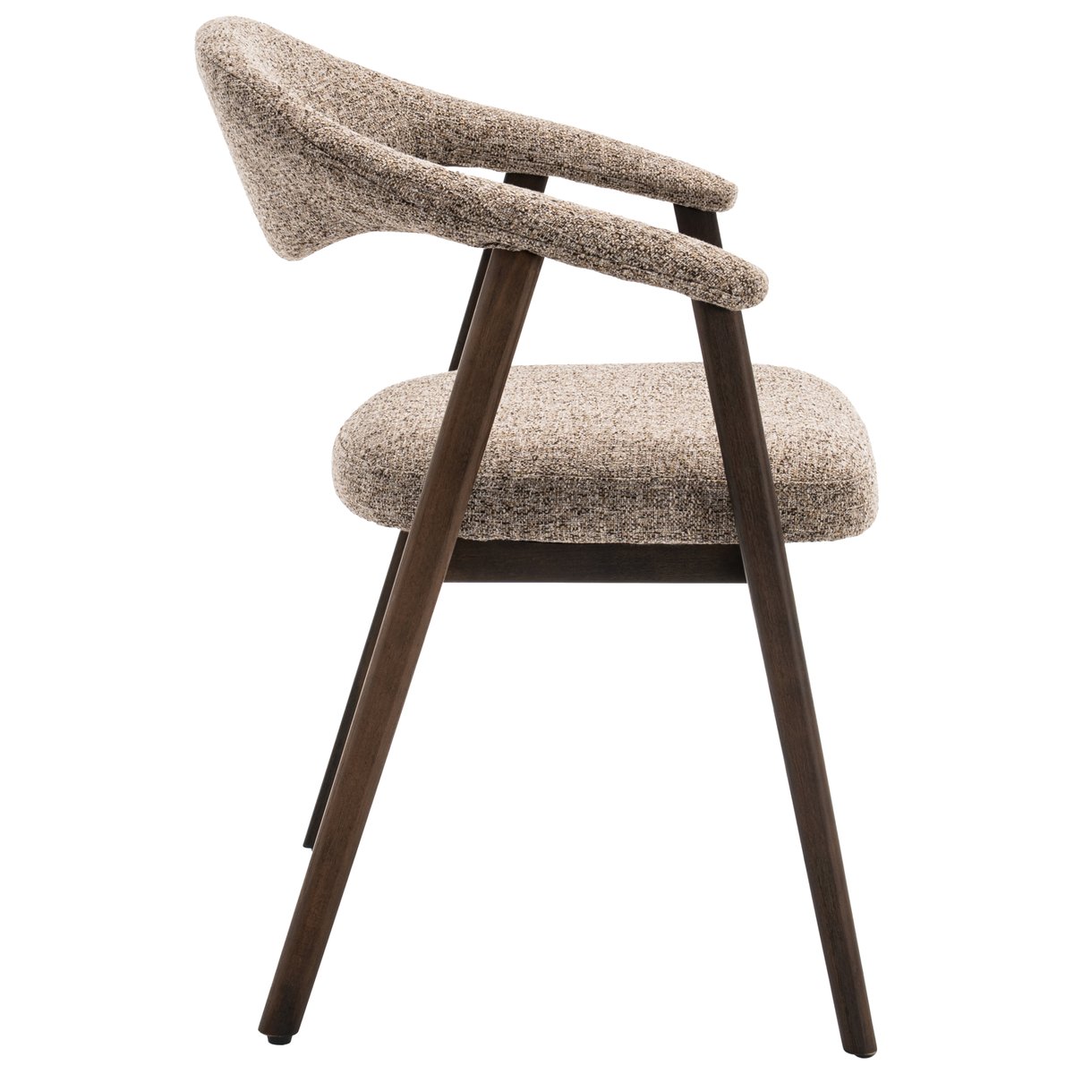 Lot de 2 chaises en bois et tissu chiné, BARBARA taupe, bois foncé, HAPPY GARDEN