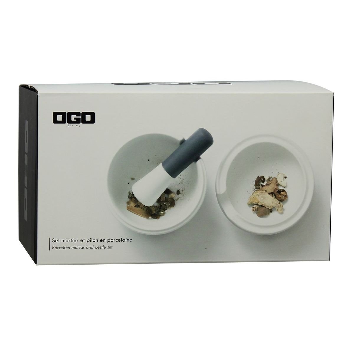 Mortier et pilon en porcelaine blanc, OGO LIVING