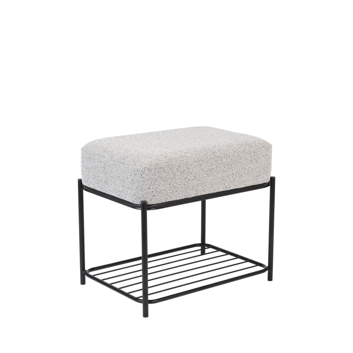 Tabouret rectangulaire en tissu et métal- MILOU gris chiné, DRAWER