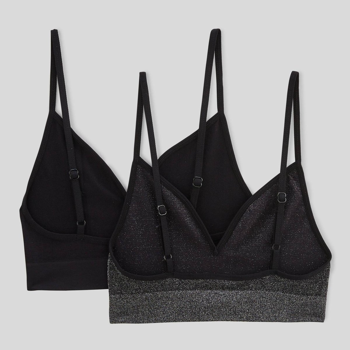 Lot de 2 brassières sans coutures avec fils métallisés noir, MONOPRIX