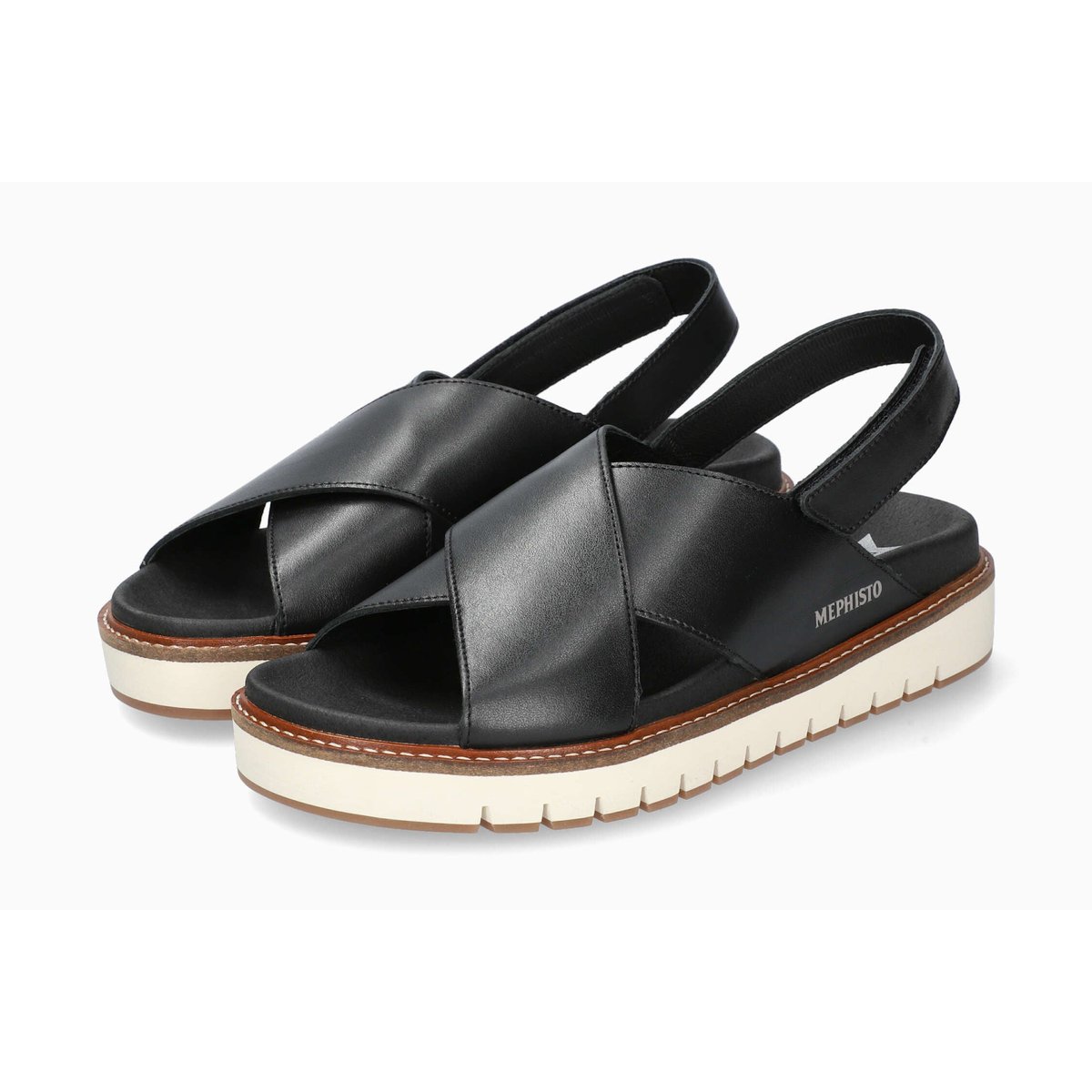 Sandales en cuir BLANCHE noir 5144, MEPHISTO