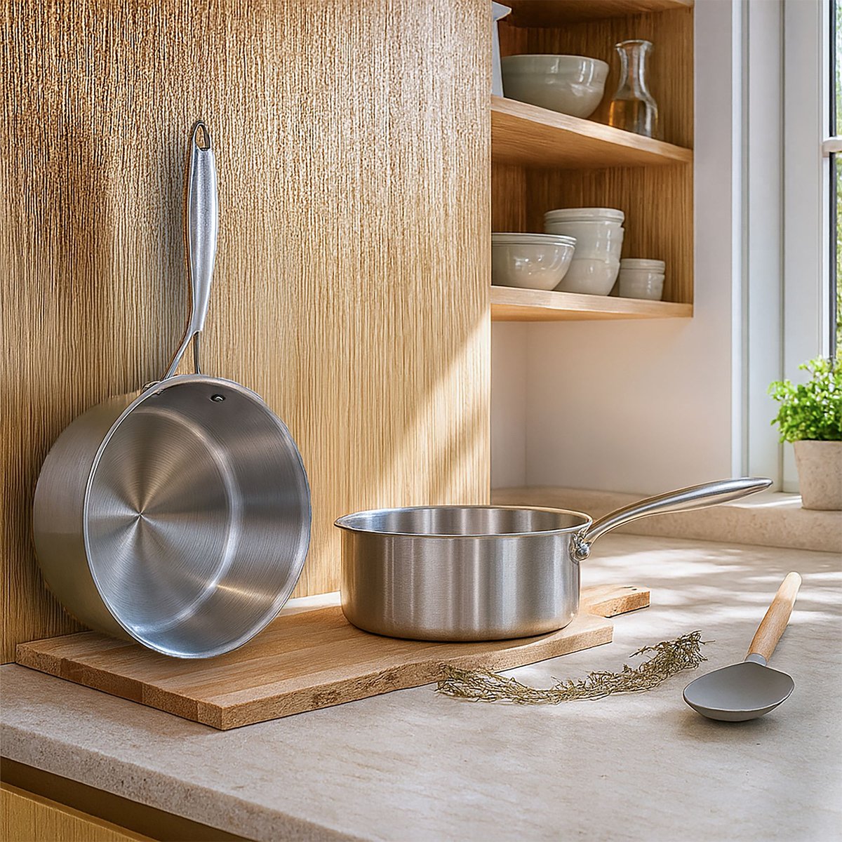 Batterie de cuisine 6 pièces en acier inoxydable, TRINOX inox, MENASTYL