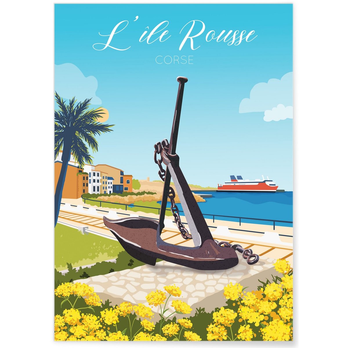Affiche ville L'île Rousse blanc, L'AFFICHERIE
