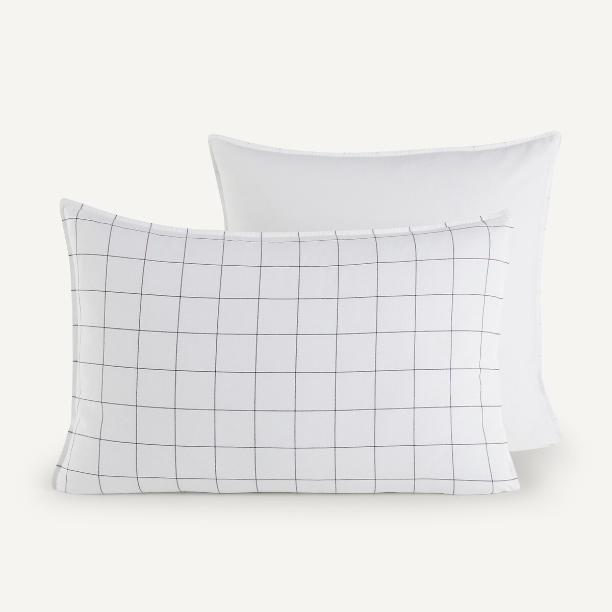 Taie d'oreiller en coton bio, Ponlok blanc/gris, AM.PM