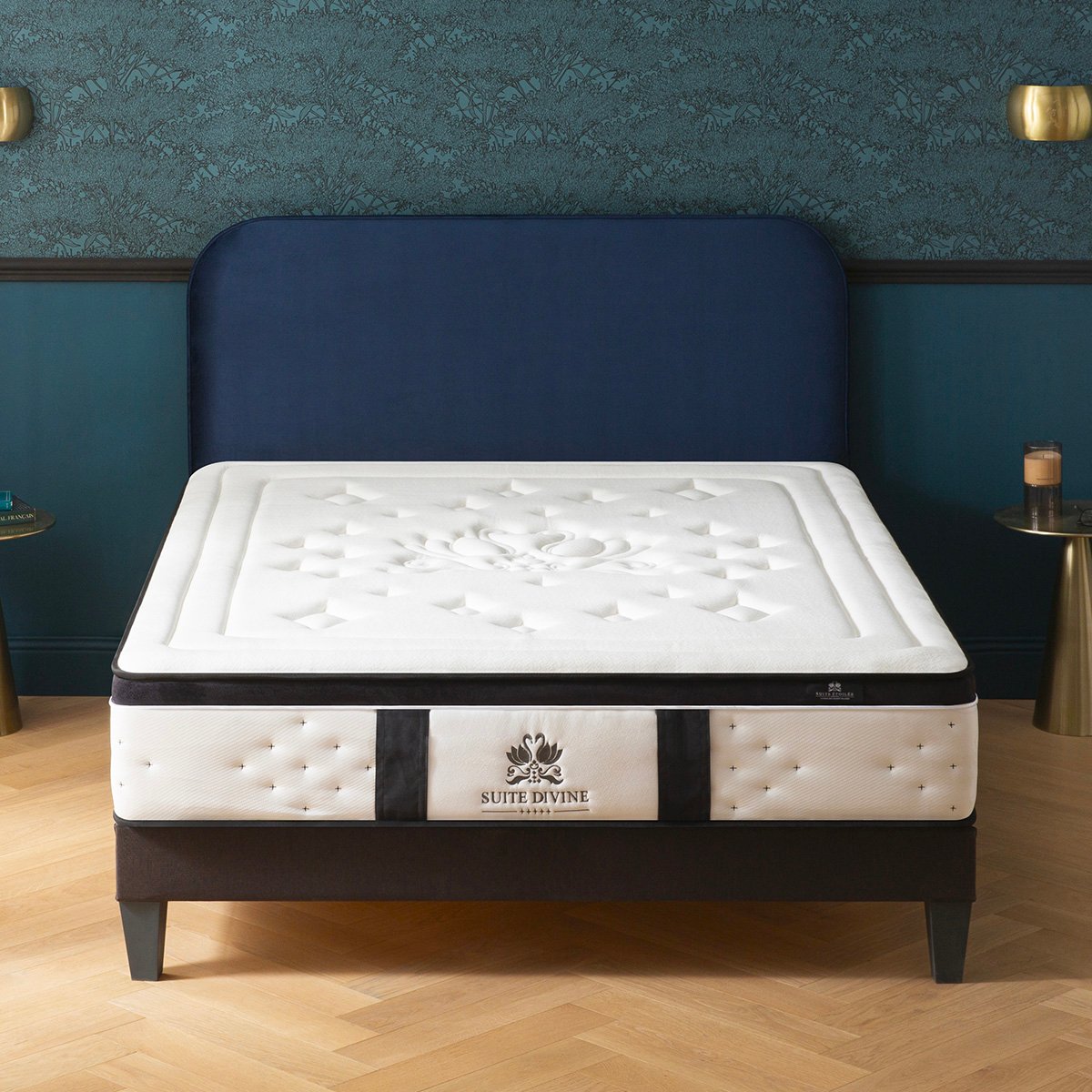Ensemble Suite Divine 90x190 cm Matelas Mousse + Sommier Bois couleur unique, BELLECOUR