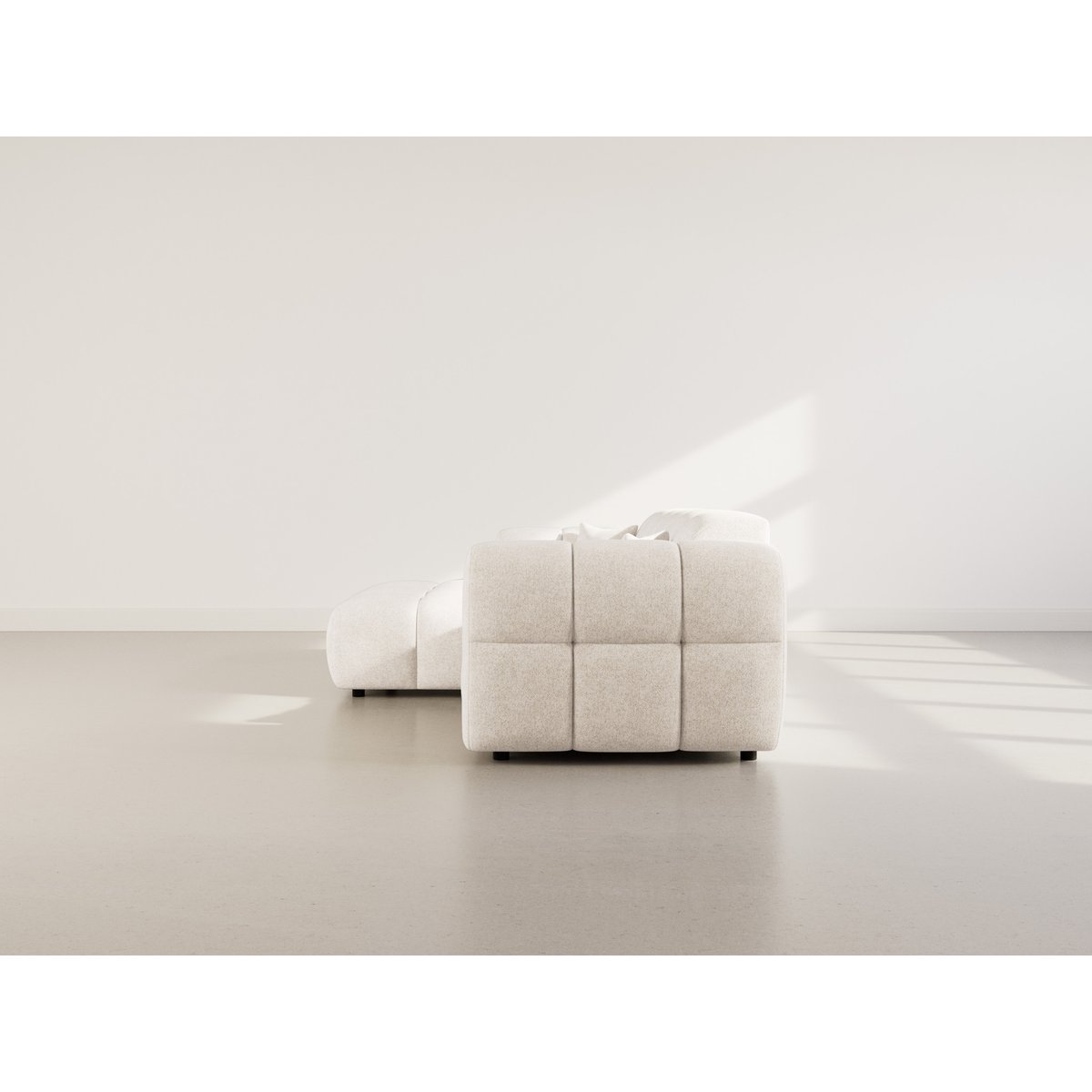 Canapé d'angle gauche en tissu texturé, MINI RAY beige, BEST MOBILIER