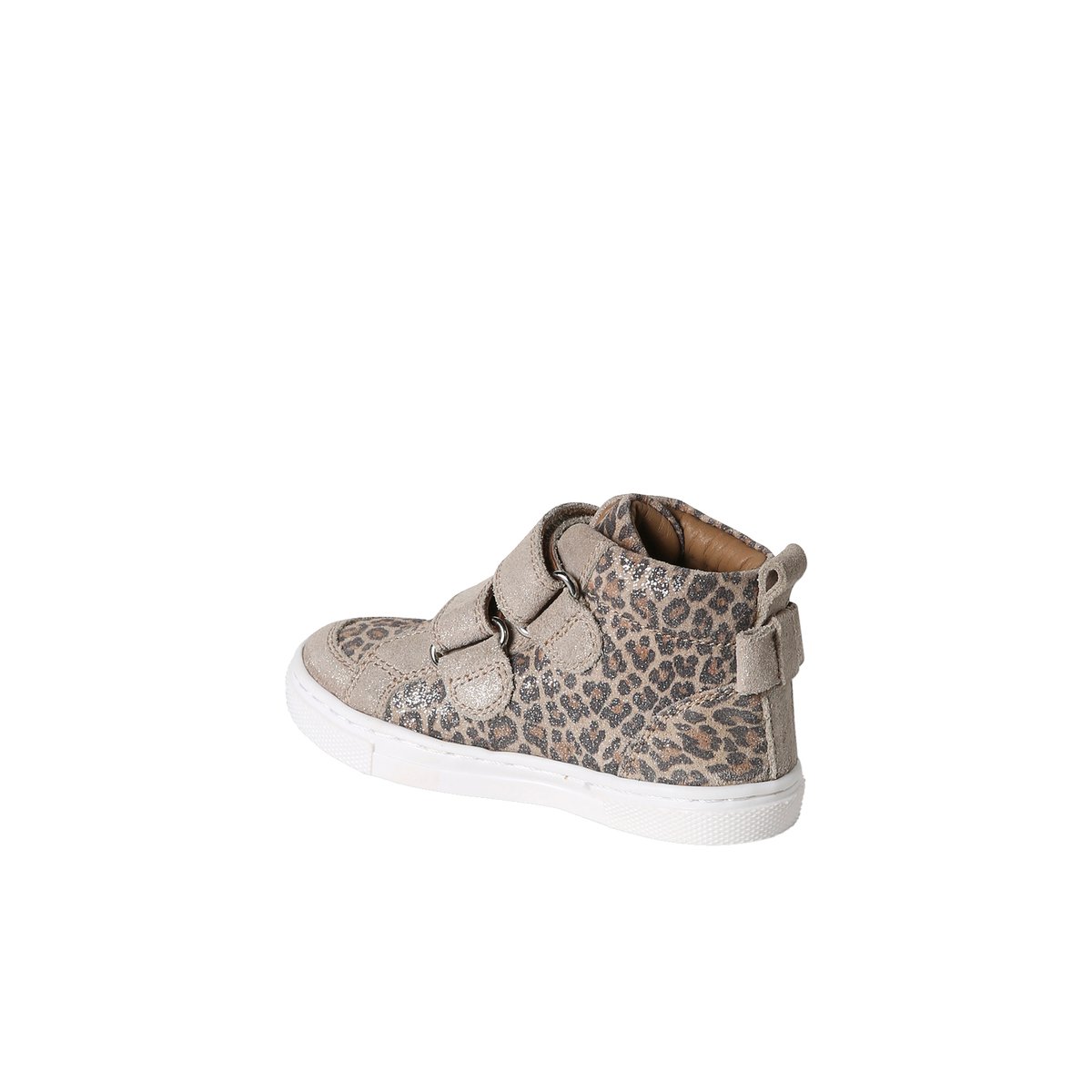Basket cuir à scratchs beige imprimé, VERTBAUDET