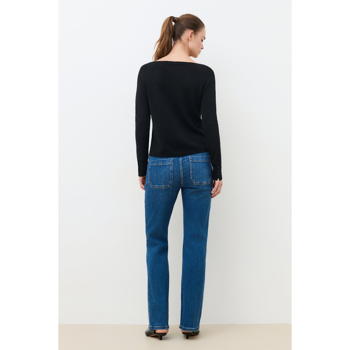 Pull droit cachemire MZOAN noir, CAROLL