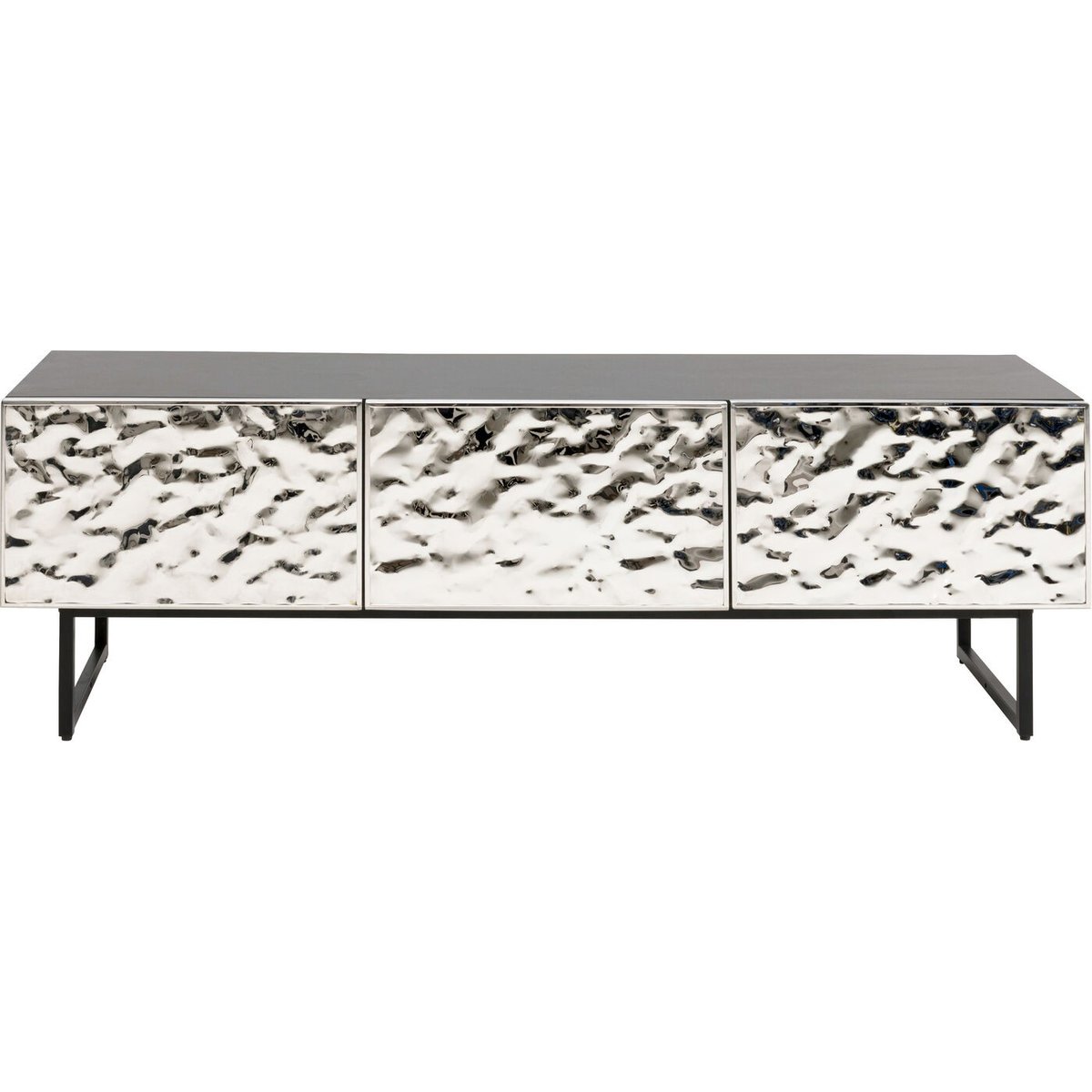 Meuble TV en acier texturé, CARINO argent, KARE DESIGN