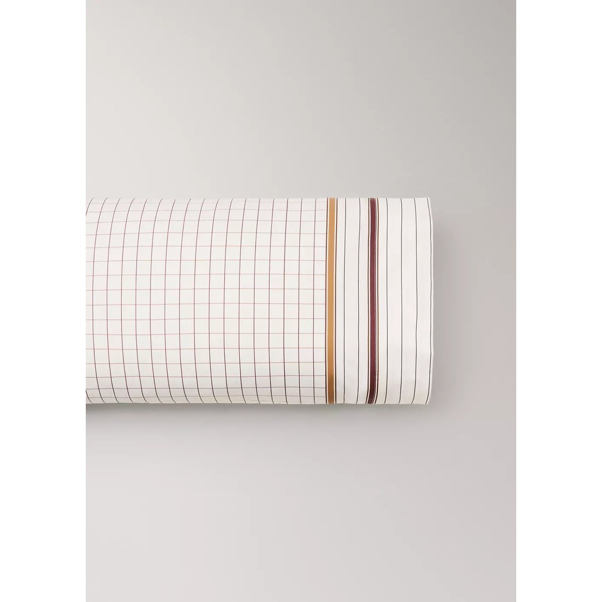 Taie d’oreiller 100 % coton percale à carreaux 45 x 110 cm cognac, MANGO HOME