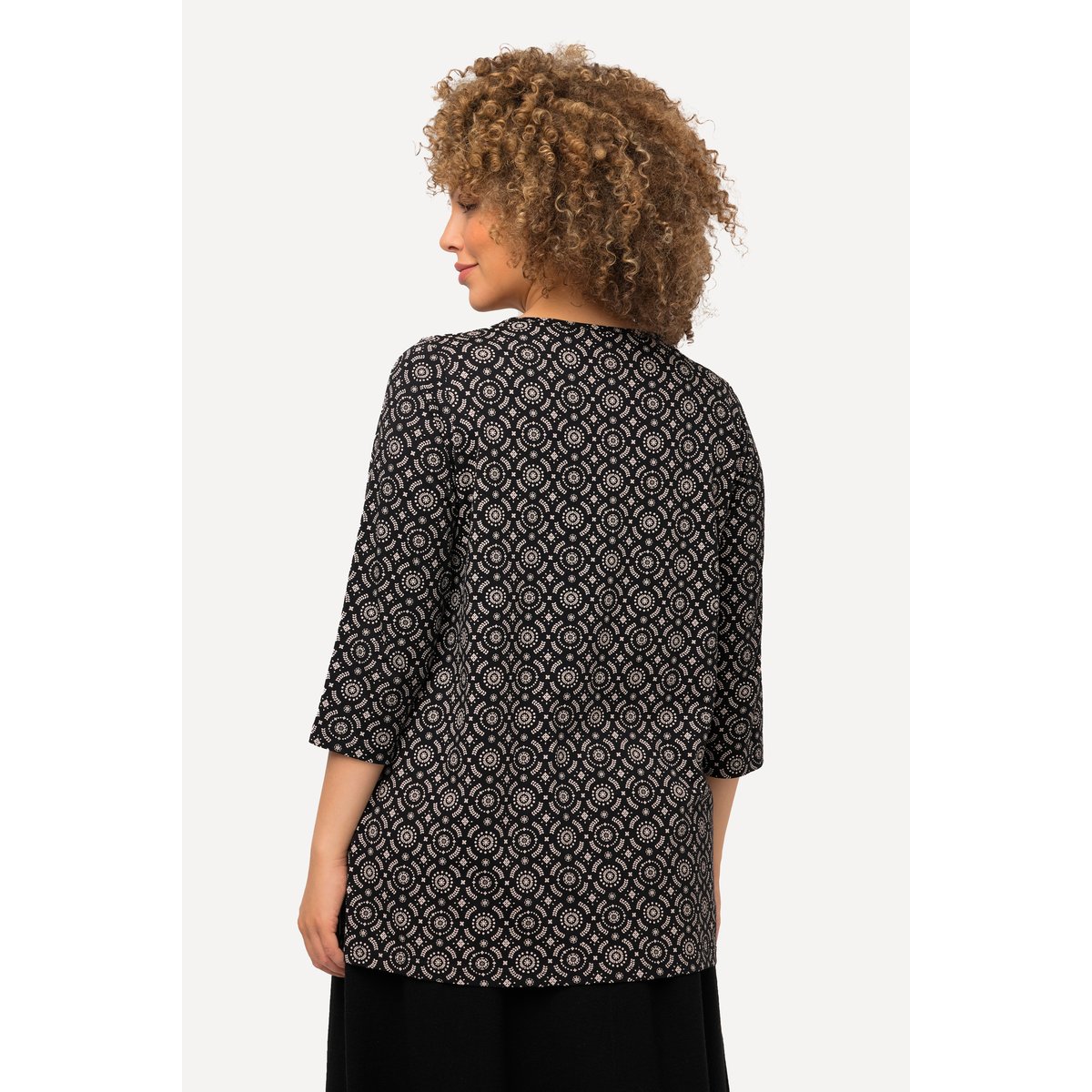 T-shirt à ligne en A noir, ULLA POPKEN