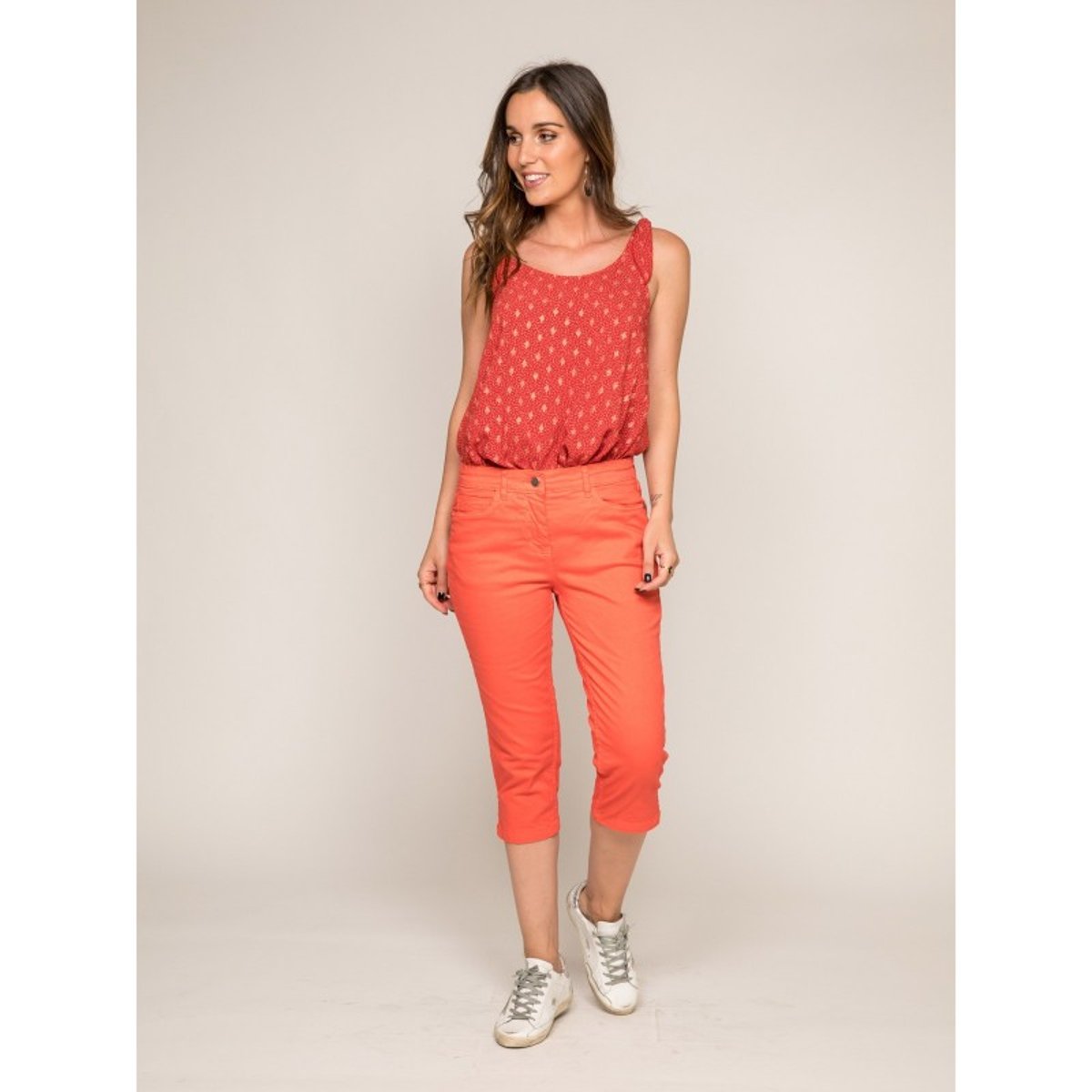 Pantacourt Slim Ximi rouge corail, RITCHIE