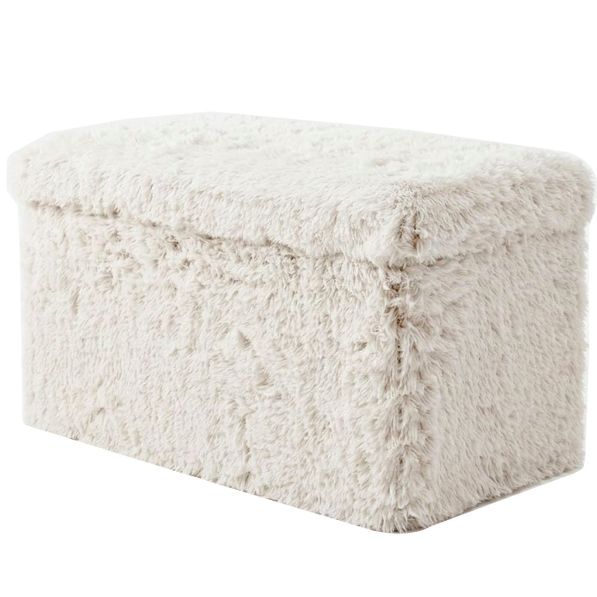 Banquette coffre de rangement moumoute beige 76x38x38cm beige, WADIGA