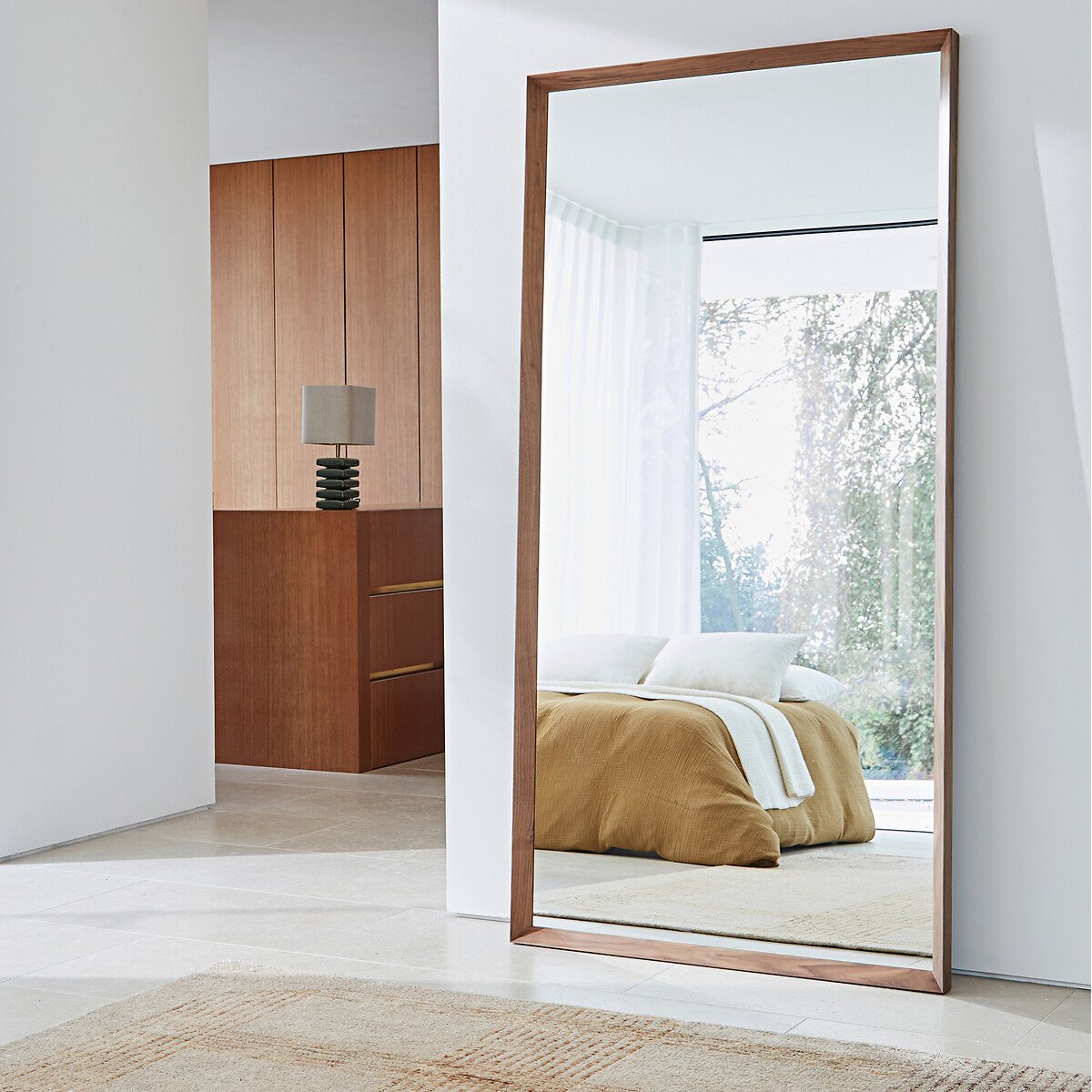 Miroir XXL noyer massif H200 cm, Andromède noyer, AM.PM