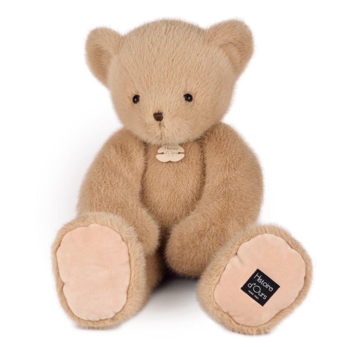 Ours en peluche CLEMENTIN 60 cm miel amande, HISTOIRE D'OURS