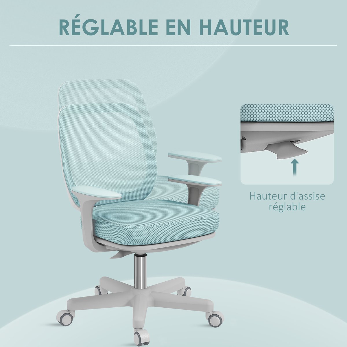 Chaise de bureau Tissu en maille (100% vert, HOMCOM