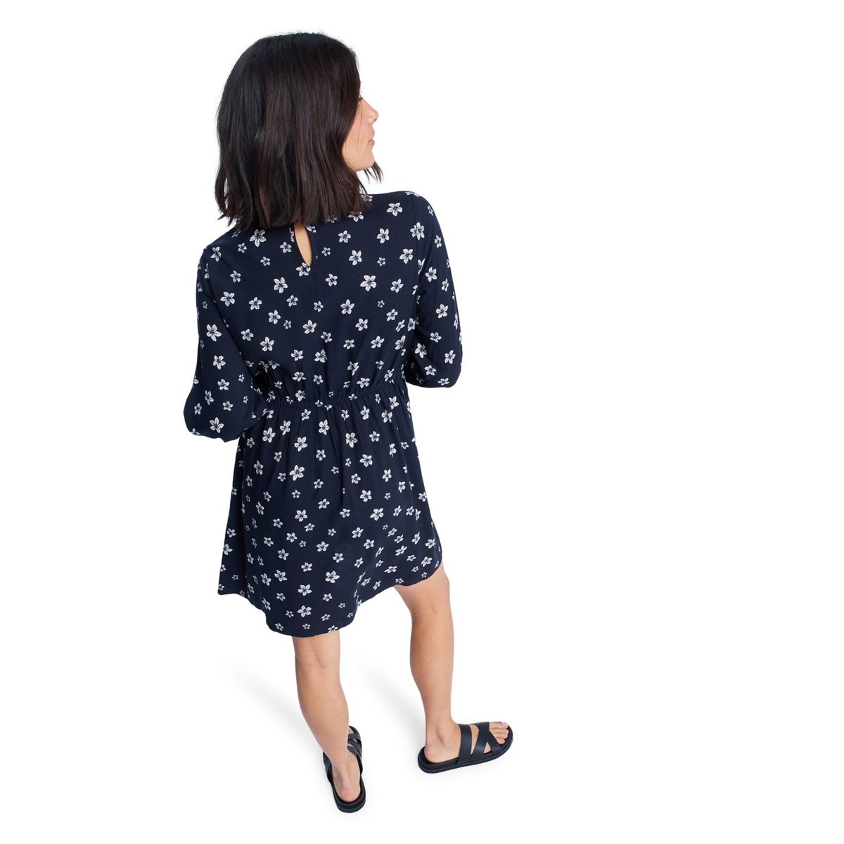 Mini robe à manches longues avec empiècement en dentelle VL SUNSET SEASON. noir anthracite sol searcher ditsy, ROXY