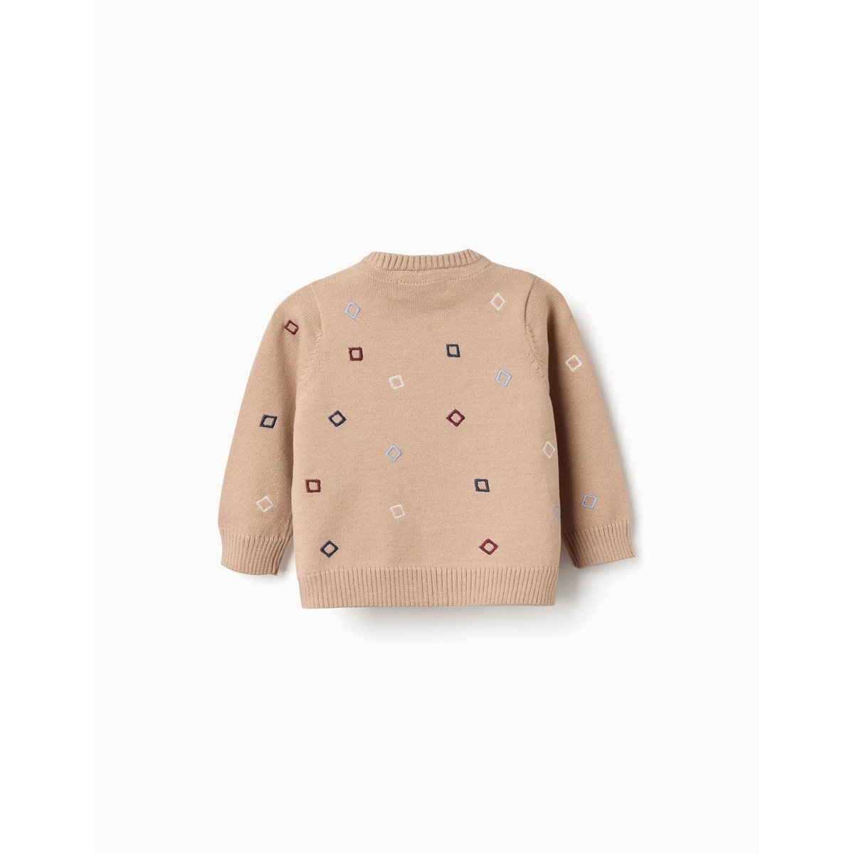 Pull en maille avec carrés brodés beige, ZIPPY