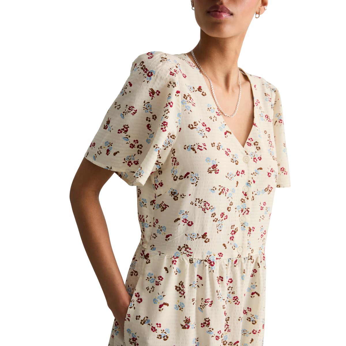 Robe imprimée regular en mélange de viscose avec une légère structure blanc, MARC O’POLO DENIM