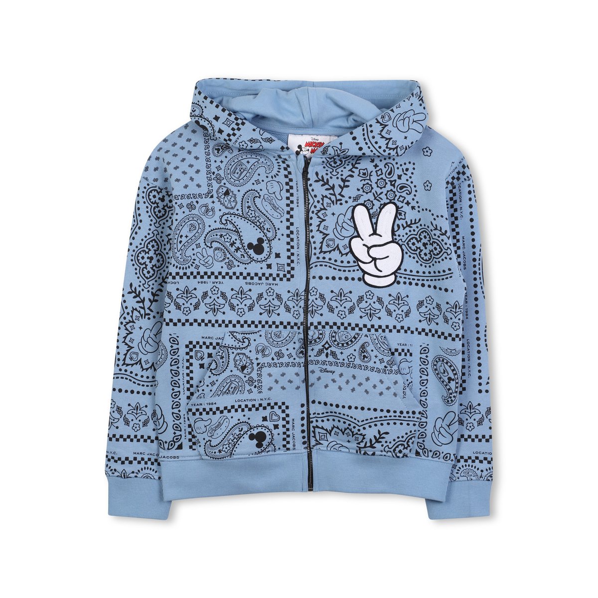 Cardigan con cappuccio bleu delave, MARC JACOBS