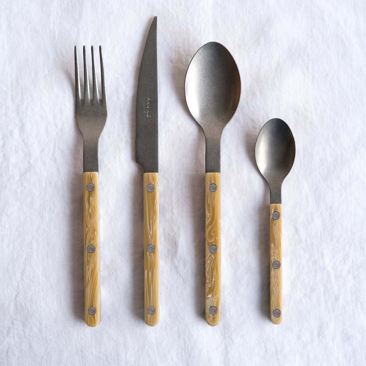 Set de 5 couverts de table, Bistrot Vintage effet corne, SABRE