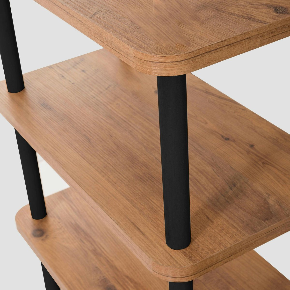 Bibliothèque basse structure noire - 3 niveaux, 150 cm MARFA bois naturel, PIER IMPORT