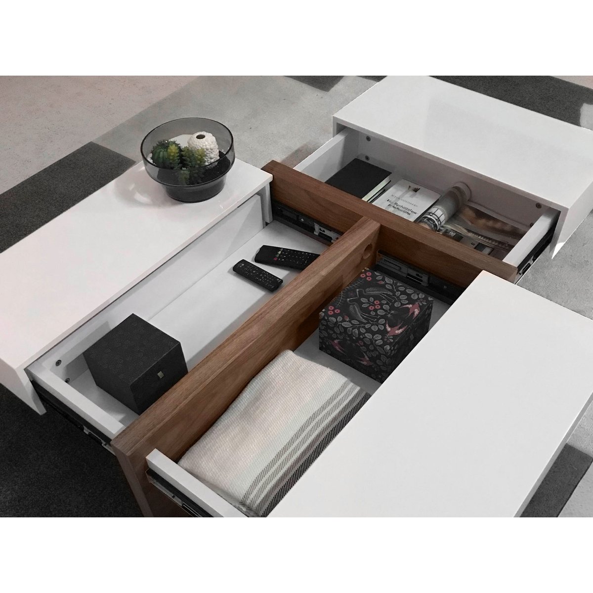 Table basse rectangulaire en bois et noyer noyer | blanc, ANGEL CERDA