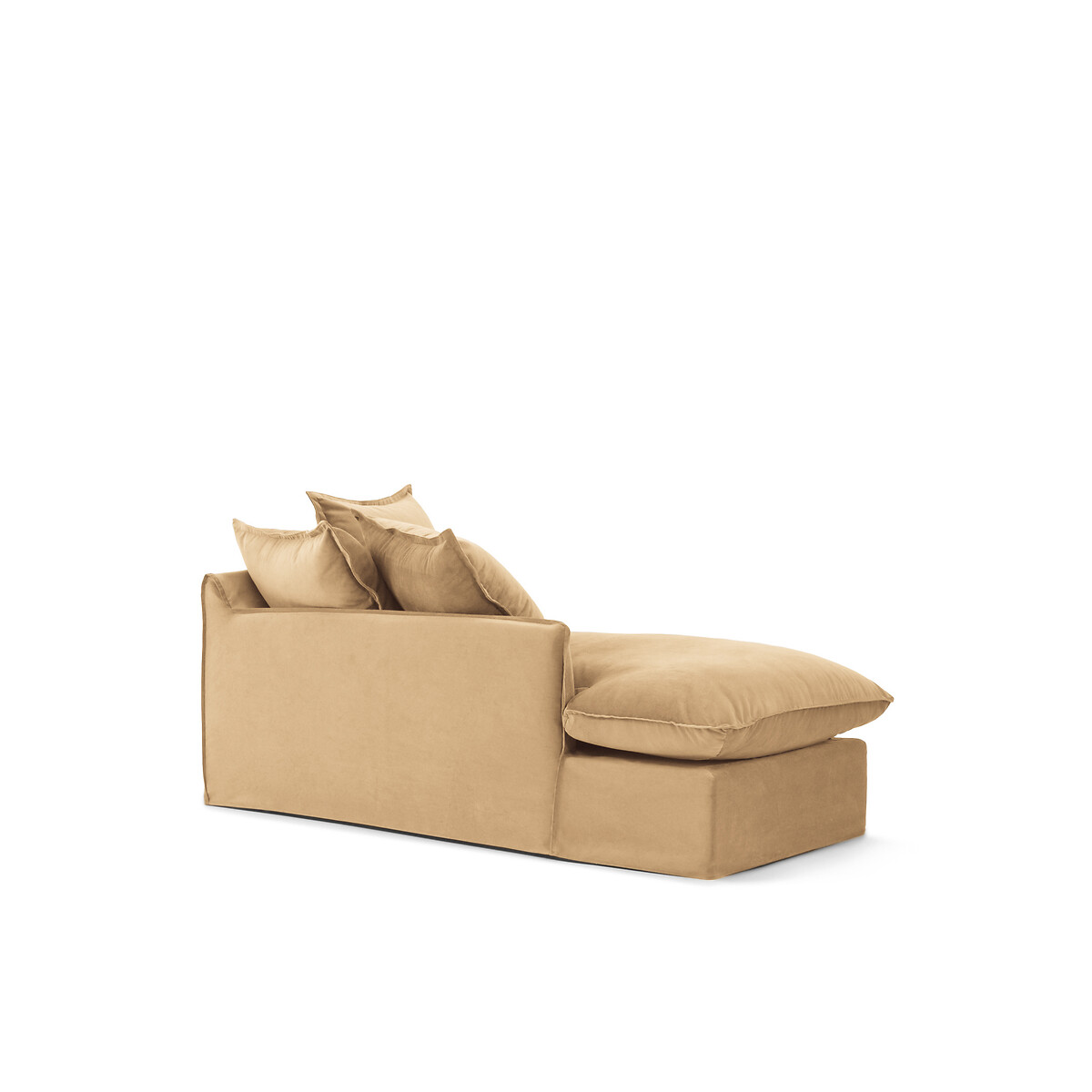 Longchair links, afneembare hoes, fluweel, ODNA capuccino, LA REDOUTE INTERIEURS