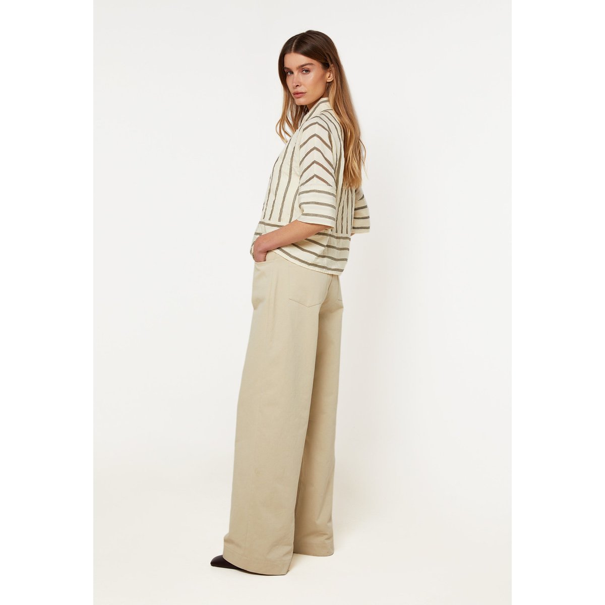 Chemise manches courtes rayée beige, RODIER