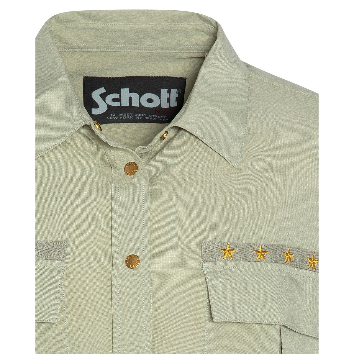 Chemise army sans manche sage kaki, SCHOTT