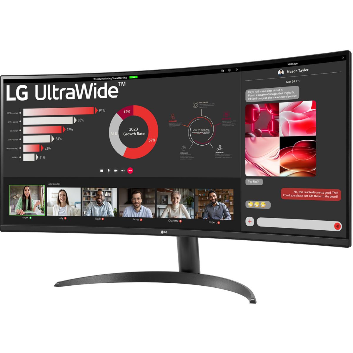 Ecran PC UltraWide 34WR50QK-B 34" incurvé VA WQHD 100 Hz HDR10 couleur unique, LG