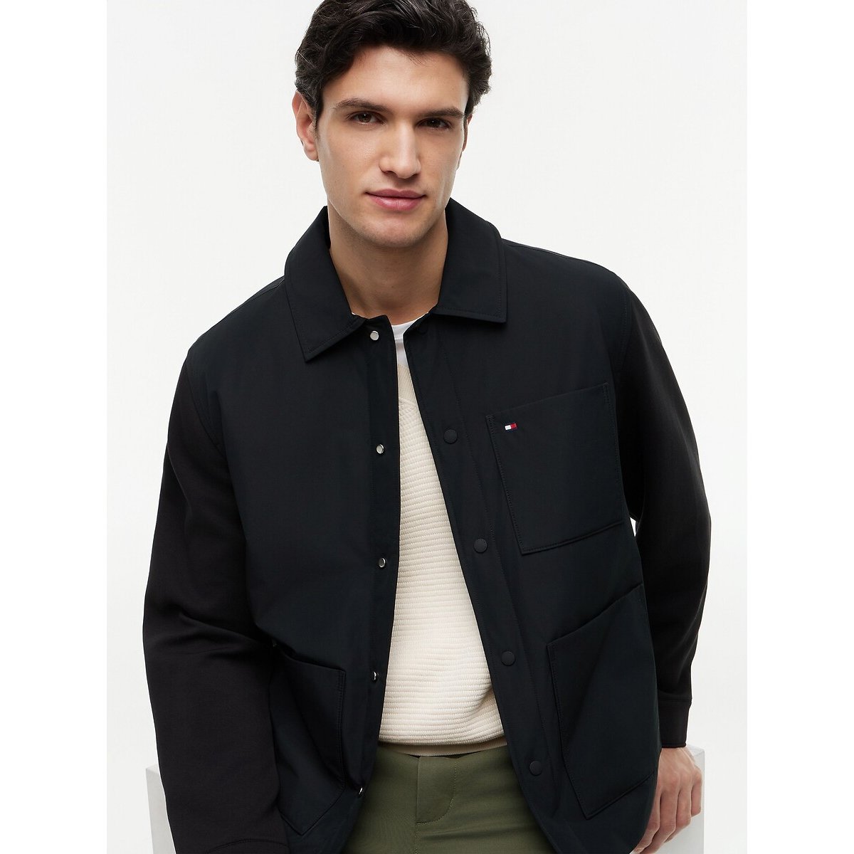 Blusão curto, colarinho, meia-estação preto , TOMMY HILFIGER