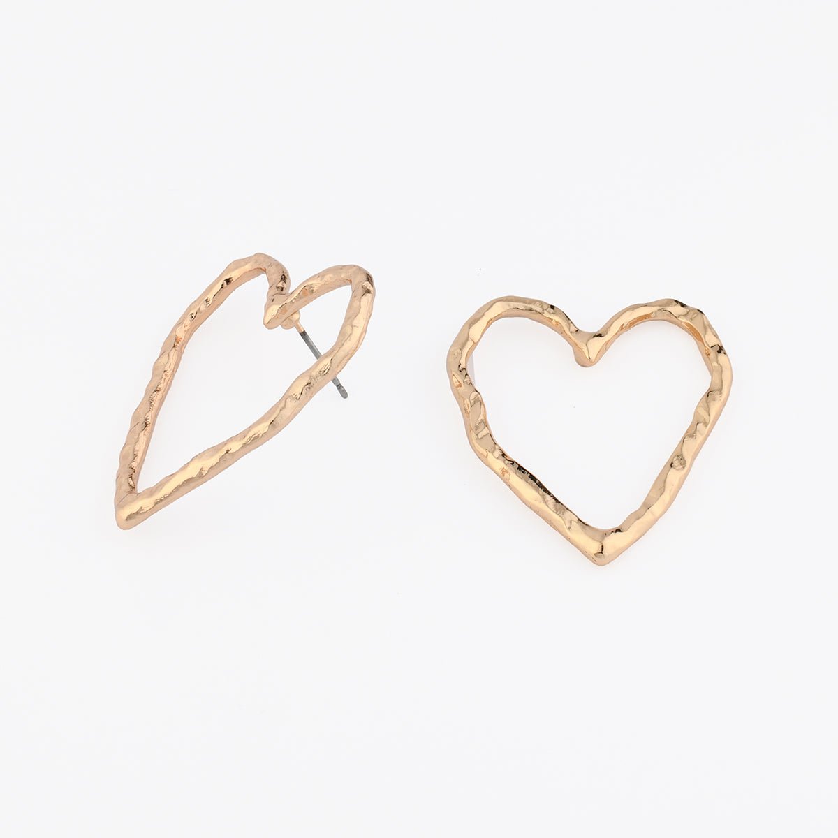 Boucles d'oreilles cœurs martelés dorés doré, BALABOOSTE