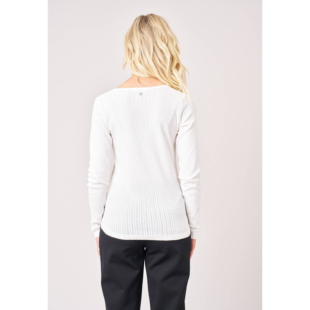 T-shirt regular femme en 100% coton côtelé PAULANA off white, DEELUXE